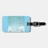 レトロロケット船打ち上げ未来的宇宙アート ラゲッジタグ (正面横)