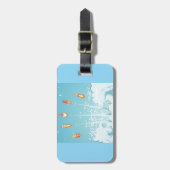 レトロロケット船打ち上げ未来的宇宙アート ラゲッジタグ (正面縦)