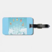 レトロロケット船打ち上げ未来的宇宙アート ラゲッジタグ (裏面横)