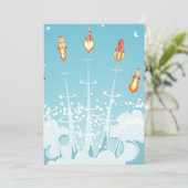 レトロロケット船打ち上げ未来的宇宙アート 招待状 (スタンド正面)