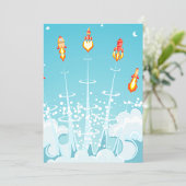 レトロロケット船打ち上げ未来的宇宙アート 招待状