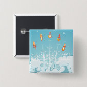 レトロロケット船打ち上げ未来的宇宙アート 缶バッジ (正面&裏面)