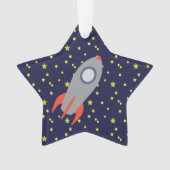 レトロロケット船星模様 オーナメント (正面)