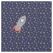 レトロロケット船星模様 ファブリック (クローズアップ)
