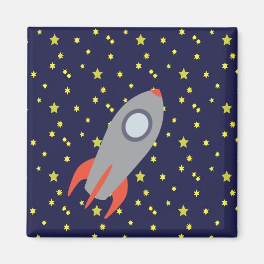 レトロロケット船星模様 マグネット (正面)