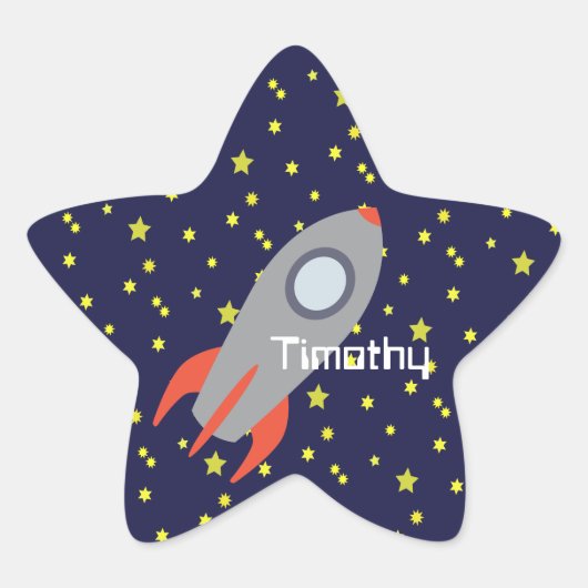 レトロロケット船星模様 星シール (正面)