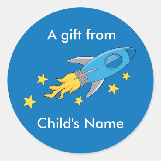 レトロロケット誕生日グディーバッグラベル ラウンドシール (正面)