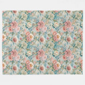 レトロロココブランケット（優雅な花を特徴） フリースブランケット (正面(横))