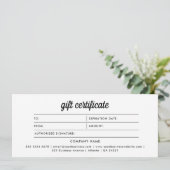 レトロロゴのミニマル白黒ギフト証明書 (スタンド正面)