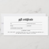 レトロロゴのミニマル白黒ギフト証明書 (正面)