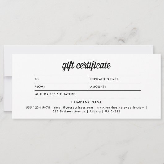 レトロロゴのミニマル白黒ギフト証明書 (正面)