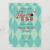 レトロロゴボウリングナイト招待状 招待状 (正面/裏面)