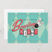 レトロロゴボウリングナイト インビテーションポストカード (正面/裏面)