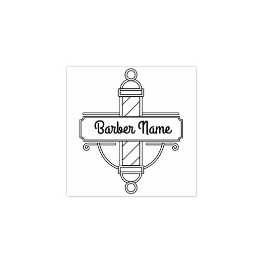 レトロロゴポールバーショップ ラバースタンプ (インプリント)