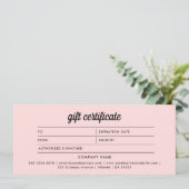 レトロロゴミニマル赤面ピンクギフト証明書 (スタンド正面)