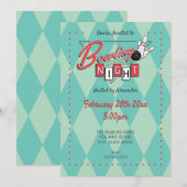 レトロロゴ ボウリングナイト ご招待 招待状 (正面/裏面)