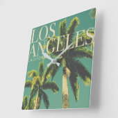 レトロロサンゼルススクエアクロック スクエア壁時計 (傾斜)