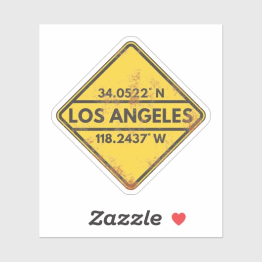 レトロロサンゼルス座標さびたメタルサイン シール (シート)