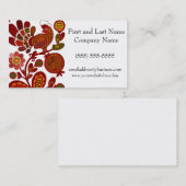 レトロロスター60sモダンスタイルオレンジと赤プリント 名刺 (正面/裏面)