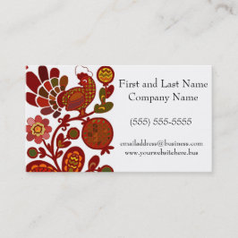 レトロロスター60sモダンスタイルオレンジと赤プリント 名刺