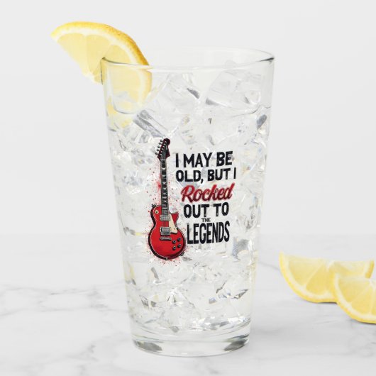 レトロロックギタクラシックー音楽ノスタルジアデザイン タンブラーグラス (アイス正面)