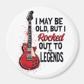 レトロロックギタクラシックー音楽ノスタルジアデザイン マグネット (正面)