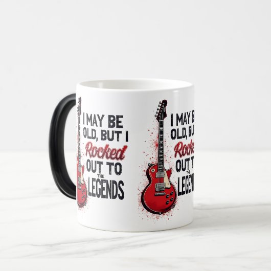 レトロロックギタクラシックー音楽ノスタルジアデザイン モーフィングマグカップ (正面左)