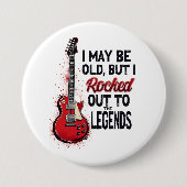 レトロロックギタクラシックー音楽ノスタルジアデザイン 缶バッジ (正面)