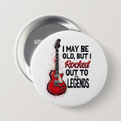 レトロロックギター クラシックミュージック ノスタルジア デザイン 缶バッジ (正面&裏面)