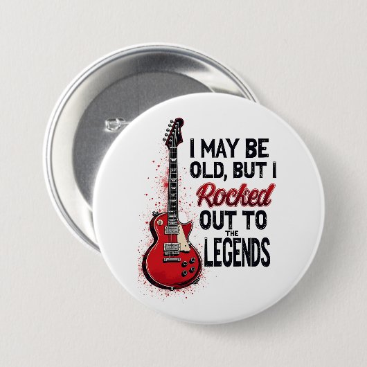 レトロロックギター クラシックミュージック ノスタルジア デザイン 缶バッジ (正面&裏面)