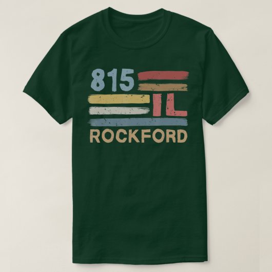 レトロロックフォードエリアコード815住民州イリン Tシャツ (デザイン正面)