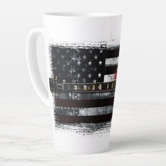 レトロロックヴィンテージエレキギターアメリカ国旗L カフェラテマグ (左アングル)