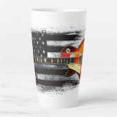 レトロロックヴィンテージエレキギターアメリカ国旗L カフェラテマグ (正面)