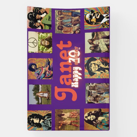 レトロロック写真テンプレート70誕生日 横断幕 (縦)