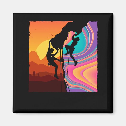 レトロロック登山ボルダリングウォールクライマー マグネット (正面)