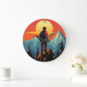 レトロロック登山ヴィンテージクライマーギフト ラージ壁時計 (ホーム)