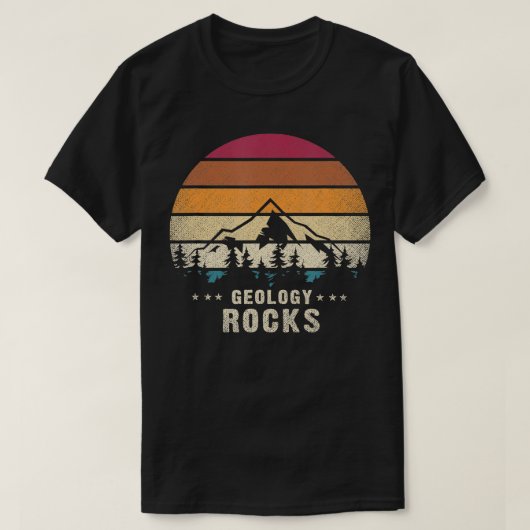 レトロロック科学古生物学愛好地学1 Tシャツ (デザイン正面)