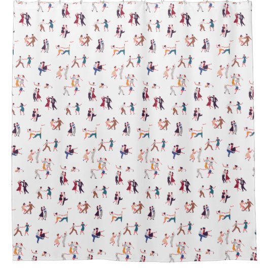 レトロロック転がと、Jiving、踊りの背景 シャワーカーテン (正面)