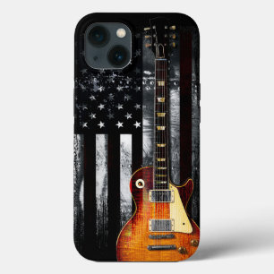 レトロロックNロールアメリカ国旗のギター iPhone 13ケース