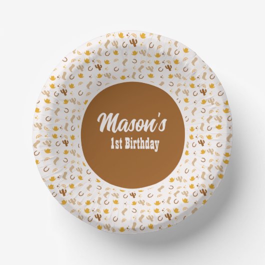 レトロロデオ女性のカーボーイカウボーイボホ誕生日 ペーパーボウル (正面)