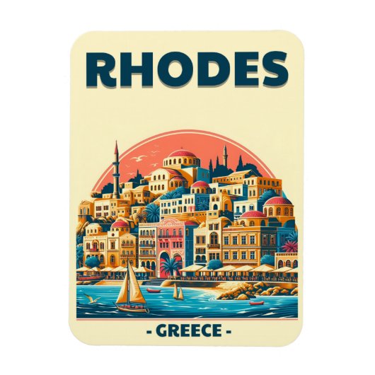レトロロドス市 ギリシャの休暇旅行ギフト マグネット (縦)