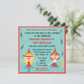 レトロロバの誕生日パーティーにしっぽを留める 招待状 (スタンド正面)