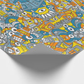 レトロロボットが戻ってきて、おもしろいパターンを持ちたい ラッピングペーパー (角)