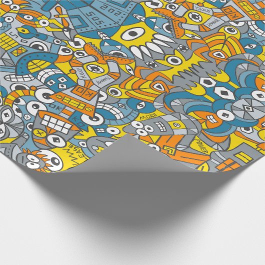 レトロロボットが戻ってきて、おもしろいパターンを持ちたい ラッピングペーパー (角)