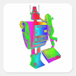 レトロロボットのシール。 スクエアシール