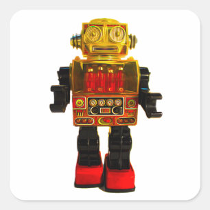 レトロロボットのシール。 スクエアシール