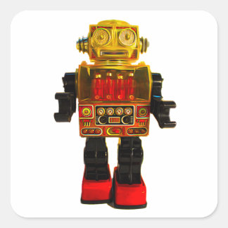 レトロロボットのシール。 スクエアシール