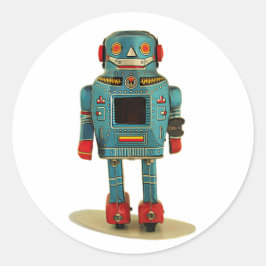 レトロロボットのシール。 ラウンドシール