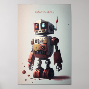 レトロロボットのポスター – Ready to Serve ポスター