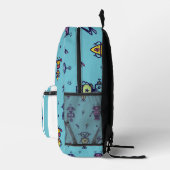 レトロロボットカラフルの青い名前 プリントバックパック (右)